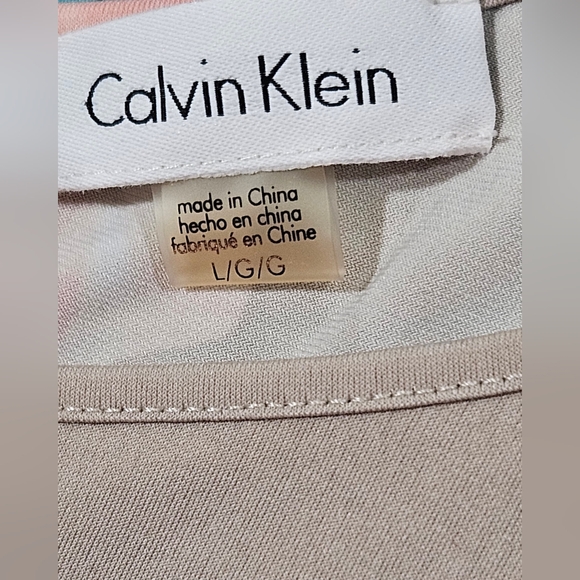 Calvin Klein Tan And Pink Floral Ruched Sleeveless  Summer Top Nordstrom - Picture 4 of 4